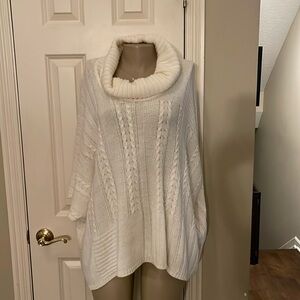 Maison Pholya Ivory Poncho sleeve pullover Cowl neckline Sweater, s/m